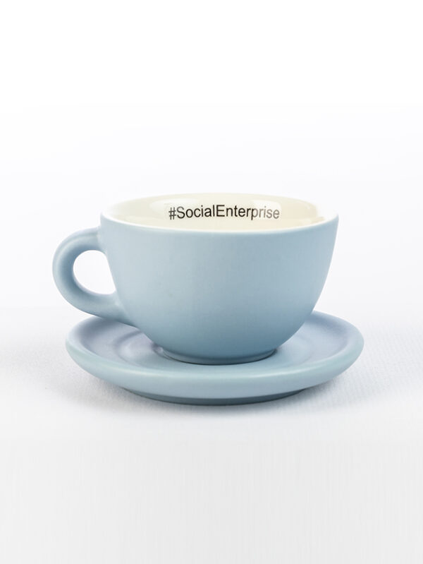 Ceașcă Cappuccino + Farfurie, Albastru Senin