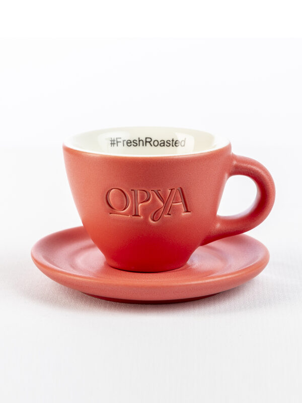 Ceașcă Espresso Double + Farfurie, Roșu Natur