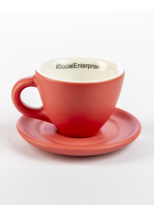 Ceașcă Espresso Double + Farfurie, Roșu Natur