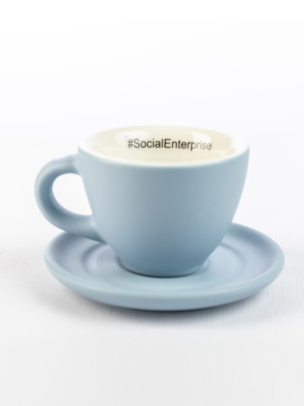 Ceașcă Espresso Double + Farfurie, Albastru Senin